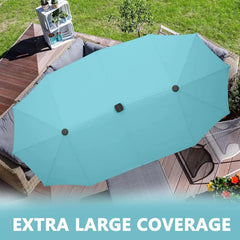 13Ft Large Patio Umbrella With Base Outdoor Double-Sided Market Extra Large Table Umbrella Outdoor Patio Easy Crank for Yard