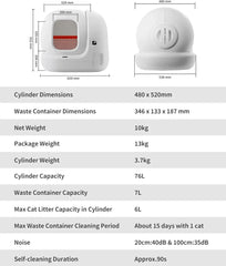 Self Cleaning Cat Litter Box PuraMax Cat Litter Box for Multiple Cats App Control/xSecure/Odor Removal Automatic Cat Litter Box