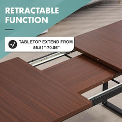 70.86” Modern Wood Dining Table for 6 – Rectangular Dinner Table with Metal Legs