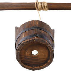 Rustic Wooden Wishing Well Planter Outdoor Home Décor for Patio, Garden, Yard w/Hanging Bucket
