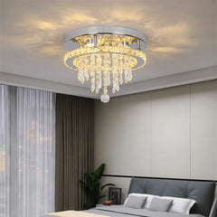 Crystal Chandelier Chrome Ceiling Lamps Led Flush Mount Stainless Steel Fixture Aisle Light Lustre Dining Room Living Room Decor