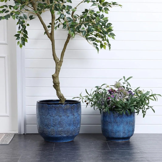 Ceramic Planters, Large Outdoor Indoor Plant Pots with Drainage Hole and Rubber Plug,
