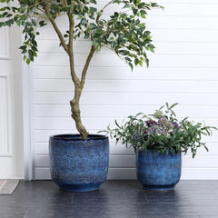 Ceramic Planters, Large Outdoor Indoor Plant Pots with Drainage Hole and Rubber Plug,