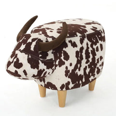 Velvet Cow-Shaped Ottoman – Cute Footstool with Cushioned Seat for Playroom & Porch