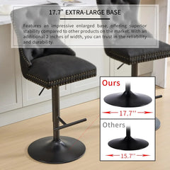 Velvet Swivel Bar Stools Set of 4 with Upholstered Back, Adjustable Counter Height Barstools, Bar Chairs for Home Bar Kitchen