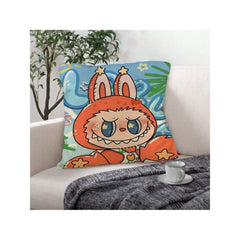 Funny Labubu Throw Pillow Cover, The Monsters Decorative Square Pillowcase Throw Cushion Case for Bedroom,Living Room,18x18 Inch