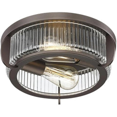 12 英寸 Ceiling Light Fixtures Flush Mount 2-Light Ceiling Lights with Stripe Glass, Industrial Indoor Outdoor Ceiling Lights F