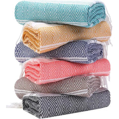 6 Packs Oversized Cotton Turkish Beach Towels Set Bulk 74"x38" Extra Large Sand Free Quick Dry Clearance Swim Bath Camping Pool