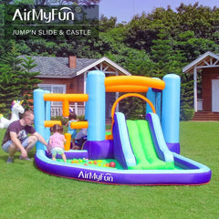 Inflatable Bounce House Bouncer & Slide with Air Blower Play House with Ball Pool lnflatable Kids Slide Jumping Castle with