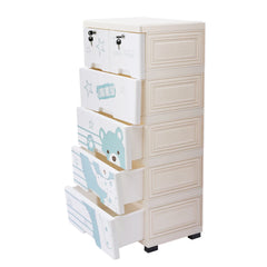 Plastic Dresser For Kids, PP Material, 6 Large Drawers With Lock, 30kg Load Capacity, for Baby Rooms,Storage and Organization