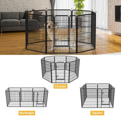 8 Pcs Metal Garden Fence Decorative Barrier Indoor Outdoor Dog Playpen Durable Easy Assembly Animal Enclosure