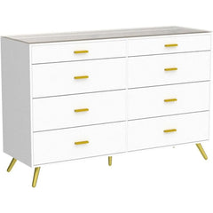 Dresser with LED Lights for Bedroom,8 Drawer Dressers with Tempered Glass Top,Chests of Drawers with 2 Grid Drawer,Living Room
