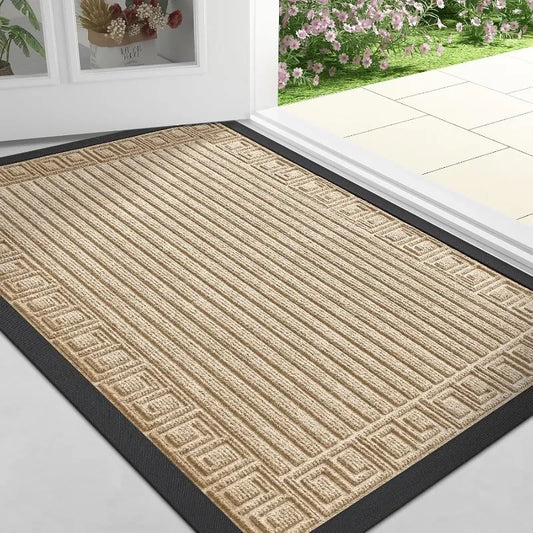 Front Door Mat Outdoor Entrance, Heavy Duty Sturdy Rubber Doormat, Stain and Fade Resistant, Easy To Clean, Low Profile