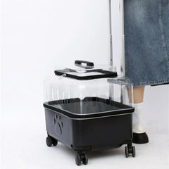 Cat Carrier with Wheels Transparent Pet Carrier Cat Trolley Case with Breathable Holes Large Cat Backpack for Travel Hiking