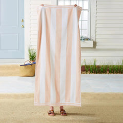 100% Cotton Velour 4 Pack Oversized Beach Towels Cabana Stripe Pool Towels - Quick Dry, Large Swim Towels for Adults and Kids