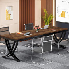 6.5FT Conference Table for 6-8 People 78inch Long Rectangular Seminar Table with Strong Metal Frame Business Furniture Boardroom