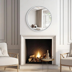 Round Mirror with Wood Frame 24 Inch Circle Wall Mirror for Bathroom Round Wall Mirror for Wall Decor, Vanity,
