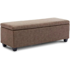 47 Inch Storage Ottoman, Faux Leather Storage Bench Bedroom Bench with Safety Close Hinge, Ottoman with Storage