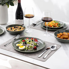 Ceramic Dinnerware Sets,Handmade Reactive Glaze Plates and Bowls Set,Highly Chip and Crack Safe Dishes Set,Service for 8 (24pc)
