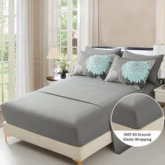 7 Pieces Bed in a Bag Floral Comforter Set Green Flowers Bedding Set Soft Microfiber King Comforter Sets Duvet Cover Sets