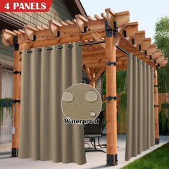 2/4PCS Waterproof Outdoor Curtains, UV Protection, Thermal Insulation, Sun Blocking, Grommet Top for Porch, Pergola, Cabana