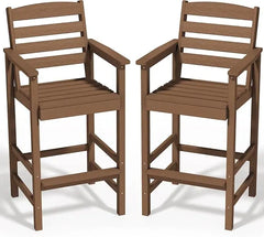 Tall Adirondack Chairs Set of 2, Balcony Adirondack Chairs Set, Outdoor Bar Height Barstools Chair Set  Bistro Poolside, Garden