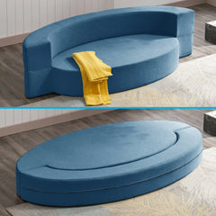 Oval Folding Futon Sofa Bed,Fold Out Sleeper Sofa/Guest Chaise Lounge,Convertible Floor Sofa Mattress