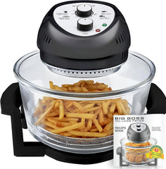 Toaster Oven Combo 16Qt Kitchen Countertop Convection Rotisserie 1300W Large Glass Bowl Black by Granitestone