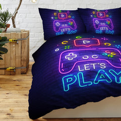 Gaming Duvet Cover Set Queen Size Video Game Controller Bedding Set, Boys Video Games Comforter Cover with 2 Pillow Shams, Bed