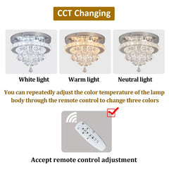 Crystal Chandelier Chrome Ceiling Lamps Led Flush Mount Stainless Steel Fixture Aisle Light Lustre Dining Room Living Room Decor