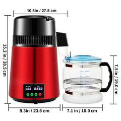 SucceBuy 4L Water Distiller Purifier Filter 1L/H Distilling Speed Dispenser Drinking Bottle Softener Touch Screen Home Appliance