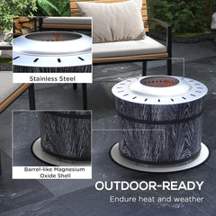 Outsunny Smokeless Fire Pit with Mat, 20" Firepit, Magnesium Oxide, Black