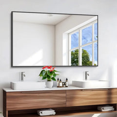 Bathroom Mirror for Wall, 55x36 Inch Rectangle Mirrors with Metal Frame, Modern Vanity Wall Mirror Decor for Entryway Hangs,