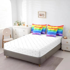 Rainbow Bed in a Bag Queen Comforter Set 7 Piece,Watercolor Stripes Bedding Sets Gradient Tie Dye Striped Sheet Set with Comfo