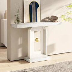 Modern Console Table, Narrow Sofa Entryway Table with Pendulum Shape Base, Contemporary Wood Accent Table