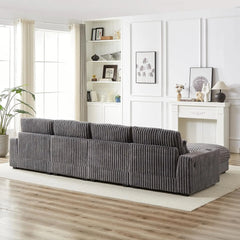 128'' Oversized L-Shaped Modular Sectional Sofa with Cup Holders & Charging Port