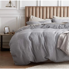 Cotton Duvet Cover King - 100% Cotton Waffle Weave Coconut White Duvet Cover King Size, GentleSoft™ and Breathable Bedding Set