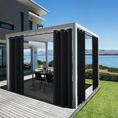 4 Panels Outdoor Curtains for Patio - Waterproof Blackout Curtains & Drapes Windproof UV Protection for Porch Gazebo Pergola