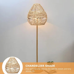 1Pc Woven Rattan Pendant Lamp Chandelier Cover Hemp Rope Lampshade Wicker Pendant Light Shade for Livingroom
