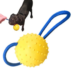 Dog Ball With Rope Bite Resistant Interactive Pet Ball Dog Ball With Rope Training Chew Toy Tug Ball Launchers For Aggressive