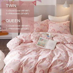 Twin Duvet Cover Kids 100% Cotton Butterfly White for Cute Bedding Set 3Pcs Ultra Soft Breathable Patterned Cartoon Comforter