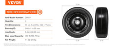VEVOR Lawn Mower Tires with Rim 13x5-6" Tubeless Tractor Tires 2-Pack Tire and Wheel Assembly Flat-free PU Tires 3.25"-5.9"
