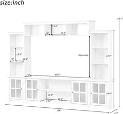 Entertainment Wall Unit Set with Bridge,  TV Stand Console Table with Adjustable Shelves for TVs Up to 75”, Large Media Console