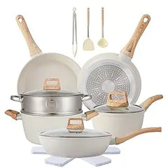 16PCS Pots and Pans Set Non Stick Cookware Set Nonstick with Cooking Set (white, 16pieces)
