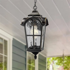 Pendant Light Exterior Hanging Lantern, Antique Bronze Outdoor Chandelier for Porch and Ceiling Lighting