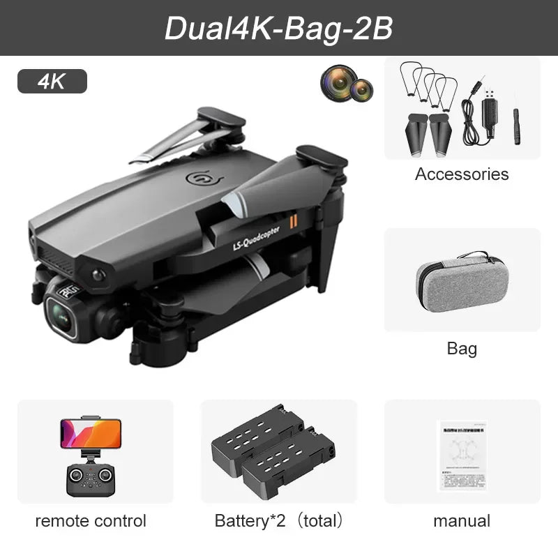 2024 New XT6 Mini Drone 4K 1080P HD Camera WiFi Fpv Air Pressure Altitude Hold Foldable Quadcopter RC Dron Kid Toy Boys GIfts