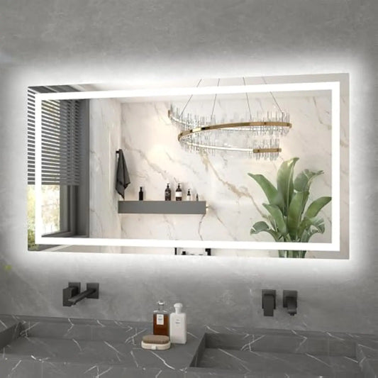 55X30 Led Mirror for Bathroom with Dimmable Bathroom Vanity Mirrors with Lights, Front and Backlit Anti-Fog Lighted Mirror, Tem