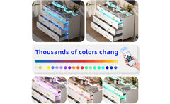 Dresser with LED Lights for Bedroom,8 Drawer Dressers with Tempered Glass Top,Chests of Drawers with 2 Grid Drawer,Living Room