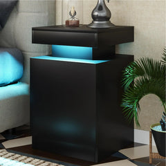 Nightstand Set of 2 with LED Lights,Night Stand with Storage Cabinet for Bedroom,Bedside Table with LED, White