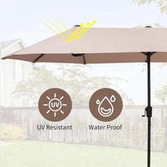 13Ft Large Patio Umbrella With Base Outdoor Double-Sided Market Extra Large Table Umbrella Outdoor Patio Easy Crank for Yard